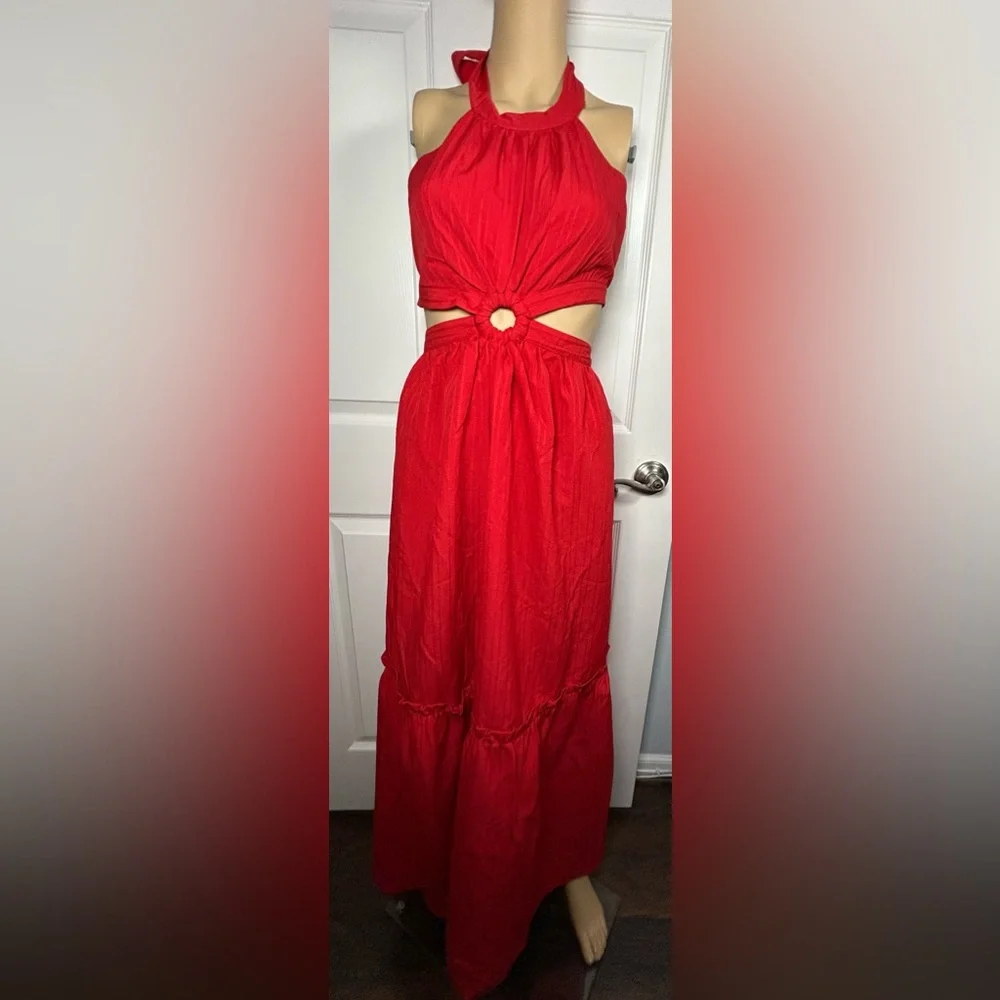Lulus Island Vacay Red Tie-Back Maxi Dress Size XS New with Tags NWT_8